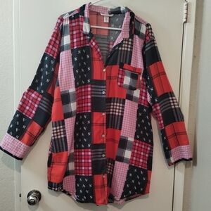 Victoria's Secret Long Flannel Sleep Shirt Size L/G